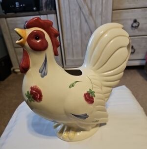 LENOX Ceramic Rooster Country Watering DECOR POPPIES